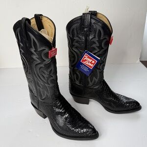 8.5D Vintage Tony Lama Alligator Custom Black Python Cowboy Western Boots